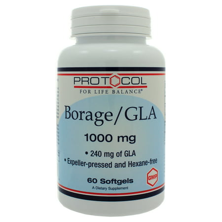 Protocol For Life Balance - Borage / GLA 1,000 mg - Rich in Omega-6 Fatty Acids - Helps Reduce Inflammation, Supports Healthy Immune System, Joint Function, Hormonal Imbalances, & More - 60