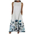 thumbnail image 2 of Summer Saving Wycnly Womens Dresses Beach Fashion Loose Pocket Swing Tunic Tank Sundress Fashion Floral Crewneck Sleeveless Long Summer Dress Sky Blue l, 2 of 3