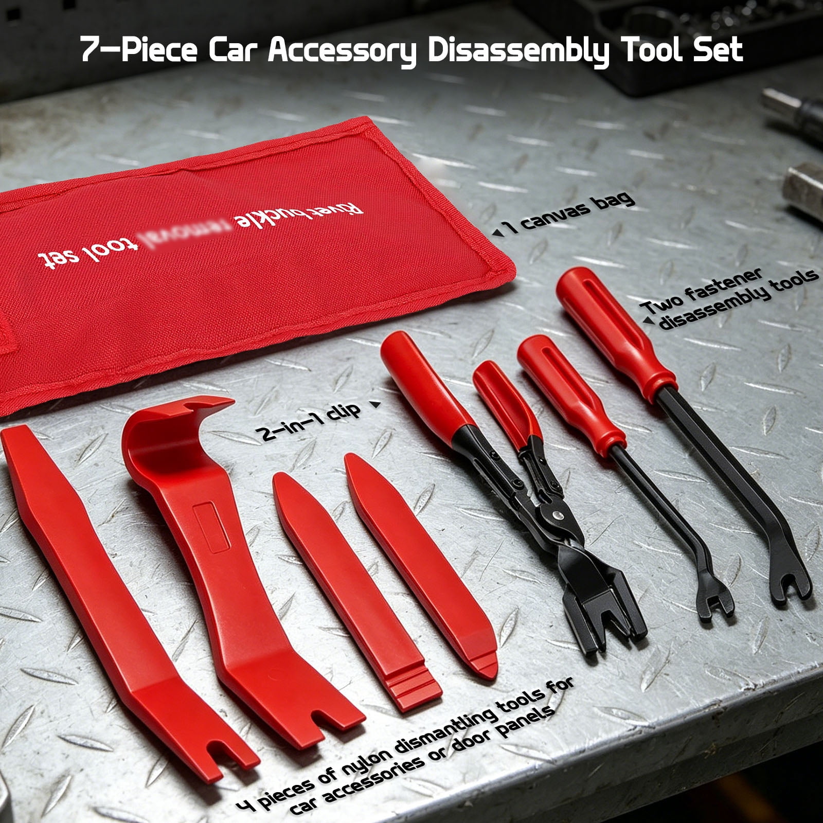 HKJUNFEI 7Pcs Car Trim Removal Tool Versatile Removal Tool with Ergonomic Design Car Door Panel Pry Tool for Rivet Dashboard Molding