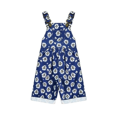 

Calsunbaby Kids Baby Girls Overalls Cute Sleeveless Adjustable Daisy Print Bib Pants with Pockets Clothes Blue 18-24 Months