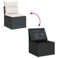 thumbnail image 6 of vidaXL Garden Sofa Set Black PE Rattan Large Adjustable Armrests, 6 of 6