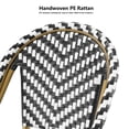 thumbnail image 3 of Outdoor Bar Stools Set Of 2 PE Rattan French Barstool, Navy Black and White, Aluminum Frame with Bamboo Finish, 3 of 10