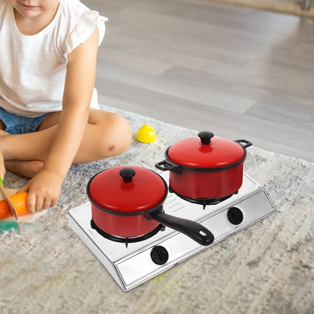OUNONA 1 Set Childrens House Play Cookware in Red Color Made from Eco Friendly Materials for Role Play