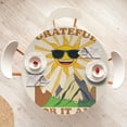thumbnail image 3 of Ambesonne Emoji Fitted Round Tablecloth, Mountain Scene Sun Character, 40"- 44" Diameter, Cream Ginger Mustard, 3 of 4