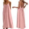 thumbnail image 2 of BOOMNY Women's Backless Cami Dress Spaghetti Strap Cami Lounge House Dresses Flowy Beach Summer Maxi Sundress, 2 of 7