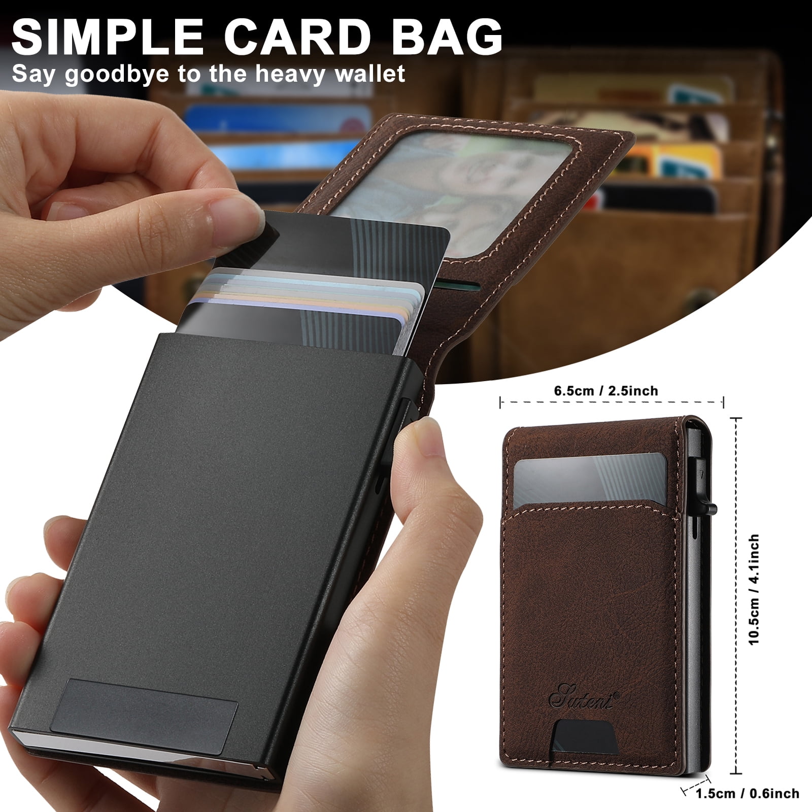 ELEHOLD for iPhone 13 Pro Case, Compatible with Mag Safe Accessory, 2 in 1 Detachable Magnetic Wallet Card Holder Faux Leather Men Women Kickstand Shockproof Case,Brown