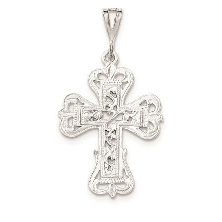925 Sterling Silver Polished Design Cross Charm Pendant