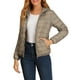 thumbnail image 1 of Chaqueta acolchada para mujer Inspire Chic con cuello alto, ligera, con capucha y cierre, talla L, color caqui, 1 of 6