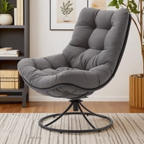 Dovov Swivel Accent Chair, 360° Upholstered Swivel Chair Modern Lounge Chair Comfy Reading Chair with Soft Cushion and Metal Frame, Gray