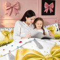 thumbnail image 4 of Homewish Yellow Bow Full Size Comforter Sets for Girls, Cute Leopard Print Bedding Comforter Set, Polka Dots Reversible, 3pcs 1 Comforter and 2 Pillowcases, 4 of 6