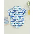 thumbnail image 4 of hirigin Baby Boy Romper, Short Sleeve Turn-down Collar Fish Print Summer Bodysuit with Bow Tie, 4 of 8