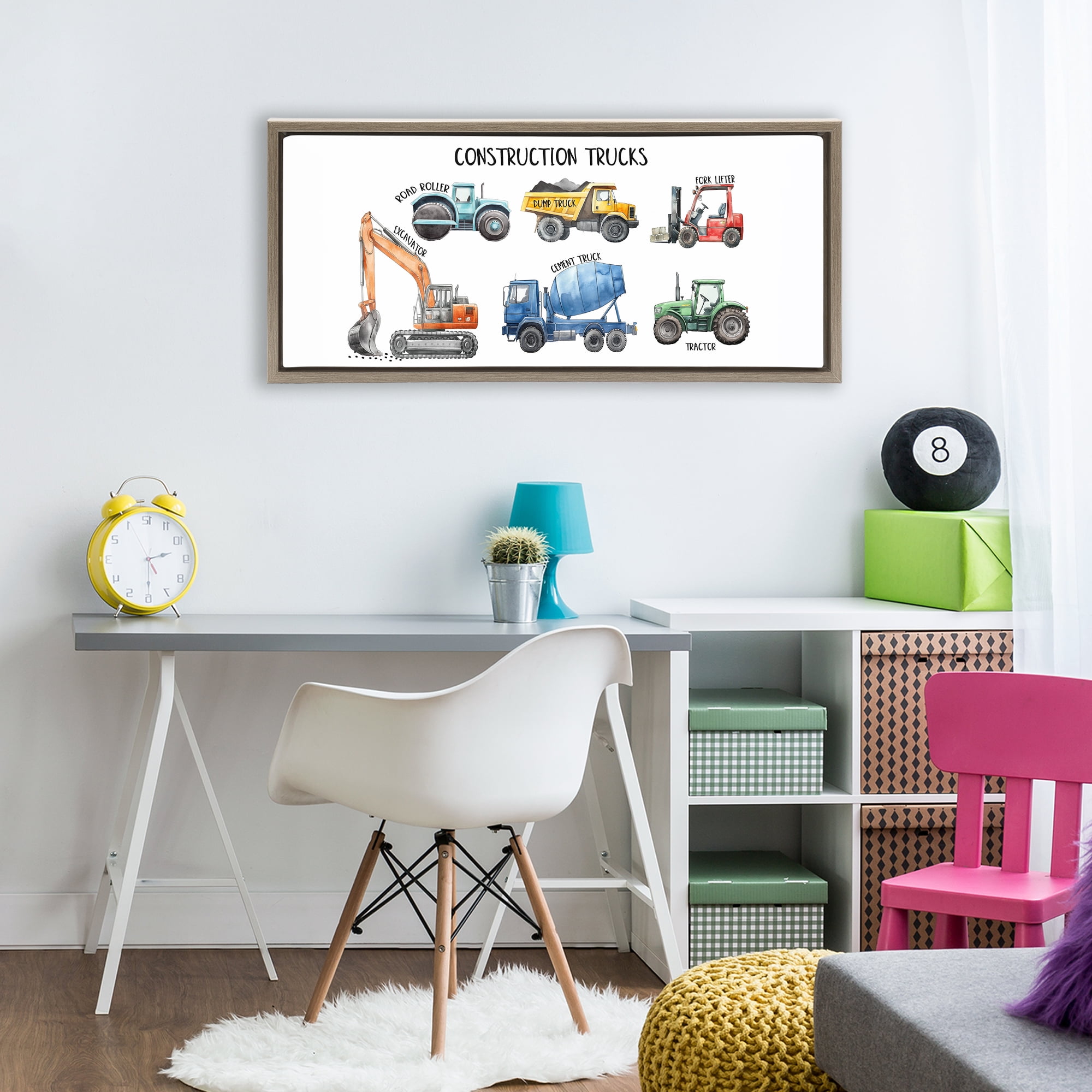 Stupell Industries Industrial Construction Trucks Brown Framed Floater Canvas Wall Art, design by Christine Simpson Art