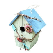 Hanging Wooden Birdhouse Floral Decor Bird House for Outdoor Yard Garden Porch Patio Country Decor