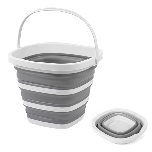 Collapsible Bucket, 10L/2.6 Gallon Portable Square Foldable Water Bucket with Handle, Space Saving Silicone Collapsible Tub for Car Washing, Fishing, Camping, Household Cleaning