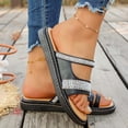 thumbnail image 7 of Slide Sandals Women Glitter Hollow Mesh Jelly Low Block Heel Closed Square Toe Backless Daily Outdoor Shoes, 7 of 7