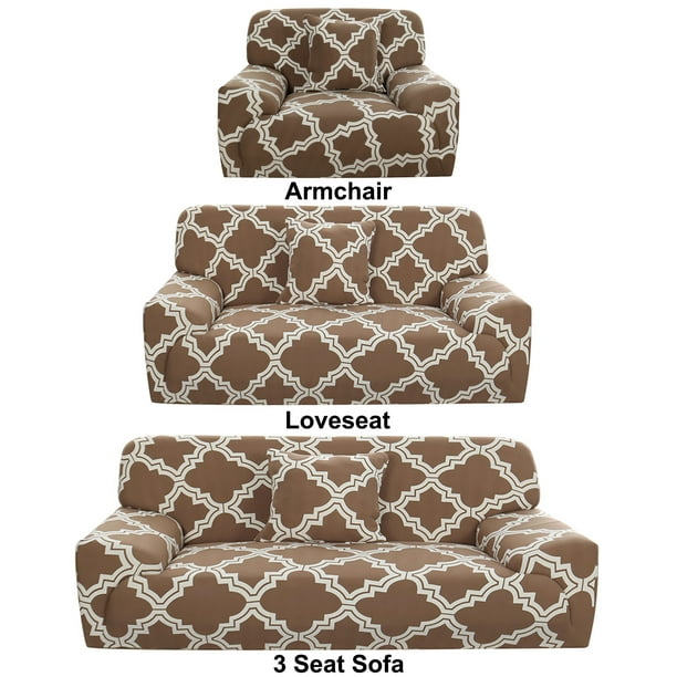 3pcs Sofa Cover Set For Loveseat, Brown Sofa Cover Set