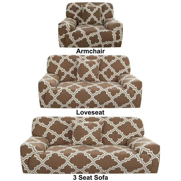 3pcs Sofa Cover Set For Loveseat Arm Chair Furniture Protector 3 2 1 Cushion Brown White Com 3pcs Sofa Cover Set For Loveseat, Brown Sofa Cover Set