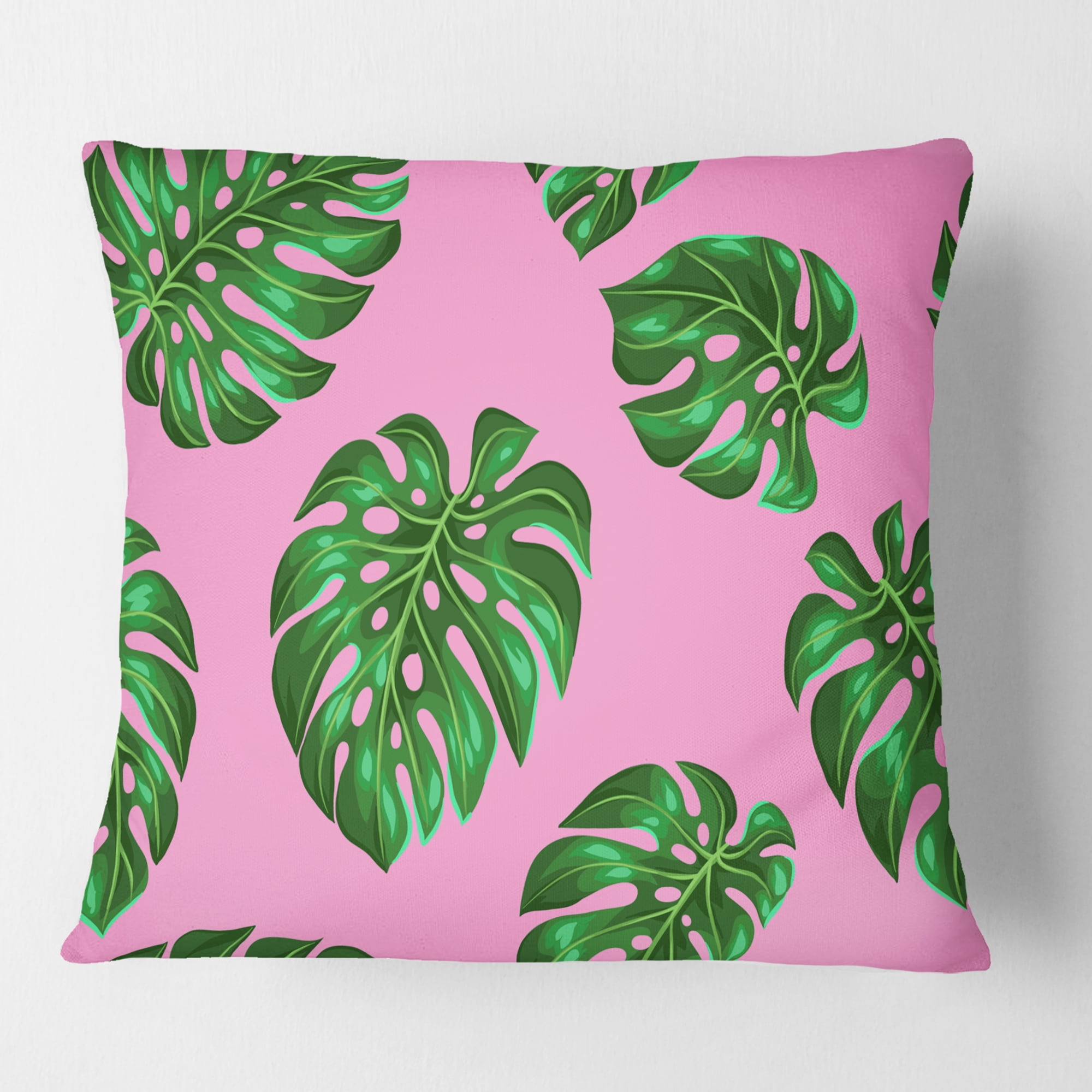 Designart Tropical Palm Leaves III' Mid-Century Modern Throw Pillow - 16x16