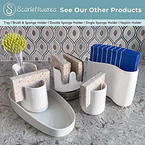 Scarlettwares Porte-éponge à Vaisselle En Céramique - Passe Au Lave-vaisselle - Moderne Et Rustique - Élégant Et Robuste