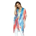 thumbnail image 2 of Empire Cove Womens Brush Stroke Print Kimono Shawl Wraps Beach Cover Ups Summer Coral, 2 of 2