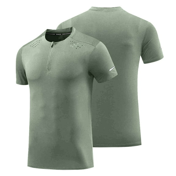Wancir Men's Quarter Zip Athletic Tops Crew Neck Breathable T Shirt Quick Dry Short Sleeve Tee Shirt Summer Workout Shirts
