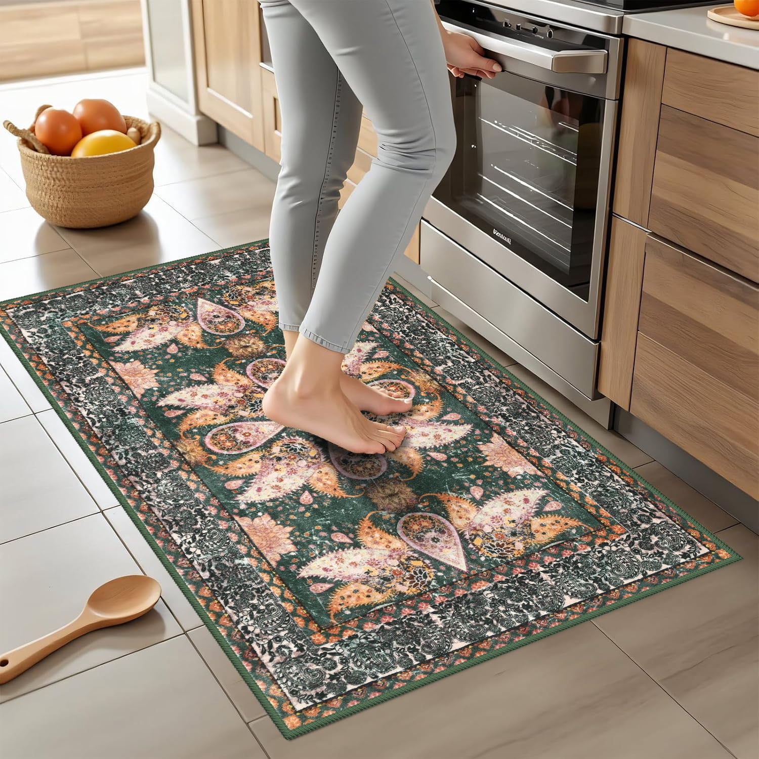 Ultrug Vintage Rugs Soft Accent Area Rug for Bedroom Living Room Home Decor Boho Carpet,2'x3',Green