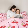 thumbnail image 5 of Feelyou Pink Cherry Queen Comforter Set, Princess Cartoon Bedding Comforter Set, 3pcs, 5 of 8