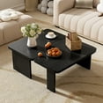 thumbnail image 2 of Modular L-Shaped Nesting Coffee Table Set of 2 , 2 in 1 Minimalist Coffee Table Set with Rounded Edges and 4 Wooden legs for Living Room, Bedroom, Office, Black, 2 of 9