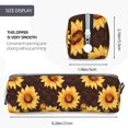 thumbnail image 3 of Fotbe Chocolate Plaid Sunflower A Pattern Leather Pencil Case, Pencil Pouch with Durable Zipper, Compact and Stylish Organizer for Stationery, Art Supplies, Travel Essentials, 3 of 7