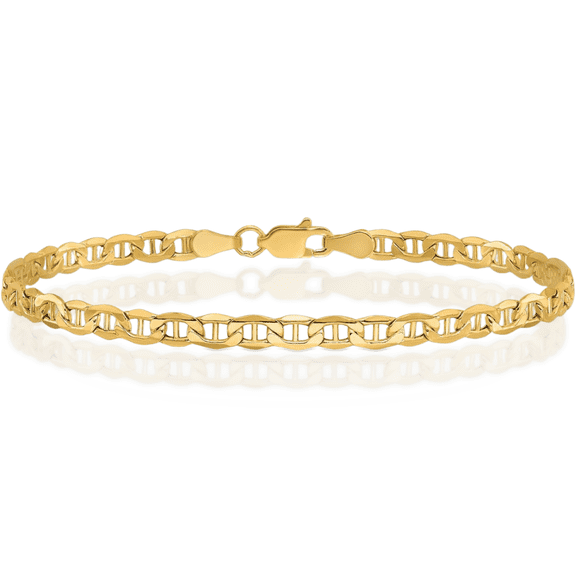 14K Solid Yellow Gold 3.2mm Mariner Anchor Link Chain Anklet Summer Beach Foot Ankle Bracelet