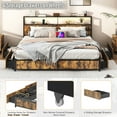 thumbnail image 4 of Full Size Bed Frame with LED Light & Outlets USB Ports, Metal Platform Bed with Storage Headboard & 4 Large Drawers, No Box Spring Needed, 4 of 8
