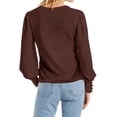 thumbnail image 7 of YUNAFFT Womens Tops Clearance, Women's Spring And Autumn Round Neck Loose Casual Bubble Sleeve Button Long Sleeve T-shirt Tops, 7 of 7