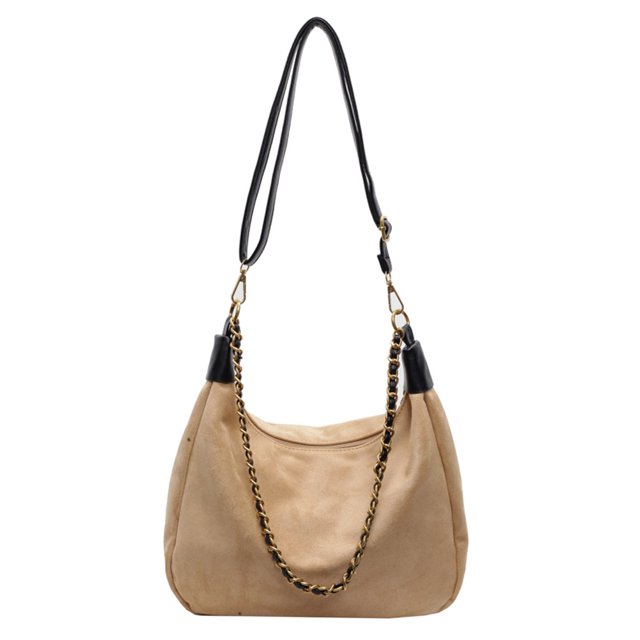 Bolso Hombro Gamuza para Mujer Bandolera Con Correa Ajustable Hobo El (Caqui)