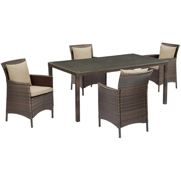 East West Furniture X697AB106-9 9 Pc Dining Room Set - 8 Mid Century Dining Chairs and 1 Modern Rectangular Cement Wood Dining Table Top with High Chair Back - Wire Brushed Black Finish