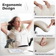 MCQ Home Ergonomic Office Chair, Heavy Duty Task Chairs with Wheels, Flip-up Arms, Adjustable Height, PU Leather, White