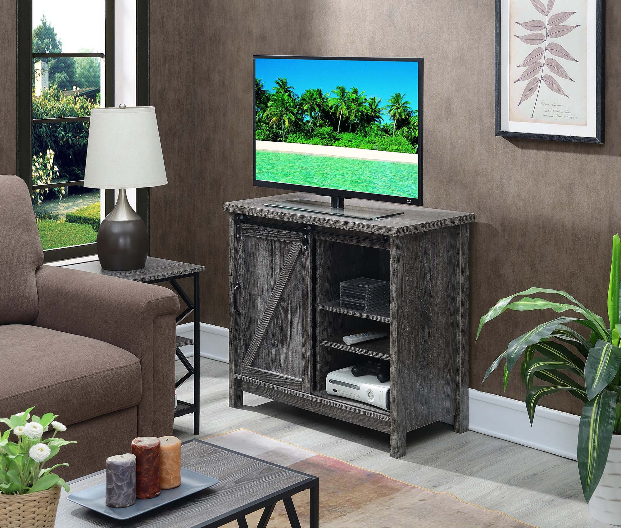Convenience Concepts Jensen Highboy Barn Door TV Stand ...