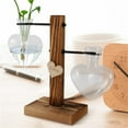 thumbnail image 4 of Heart Shaped Glass Hydroponic Vase with Retro Wooden Stand - Desktop Terrarium for Bulb Planter, Water Propagation Glass Vase Pot Planter Flower Desktop Decoration, 4 of 8