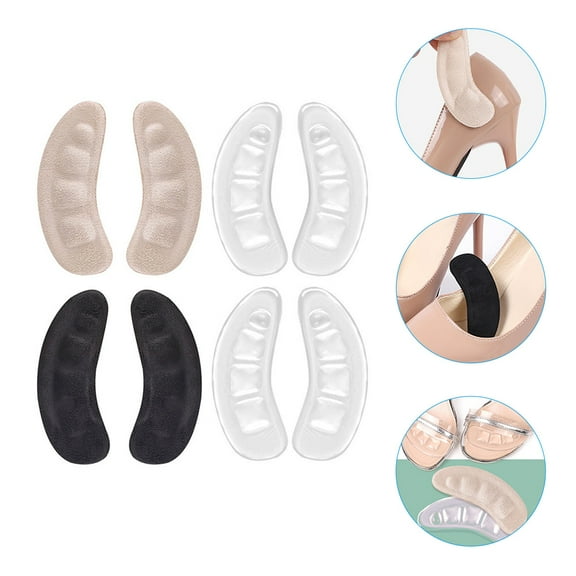 QIFULL Foot Pads For Shoes Women Heel Pads Lint Black Shoes Ergonomic Design 4 Pairs