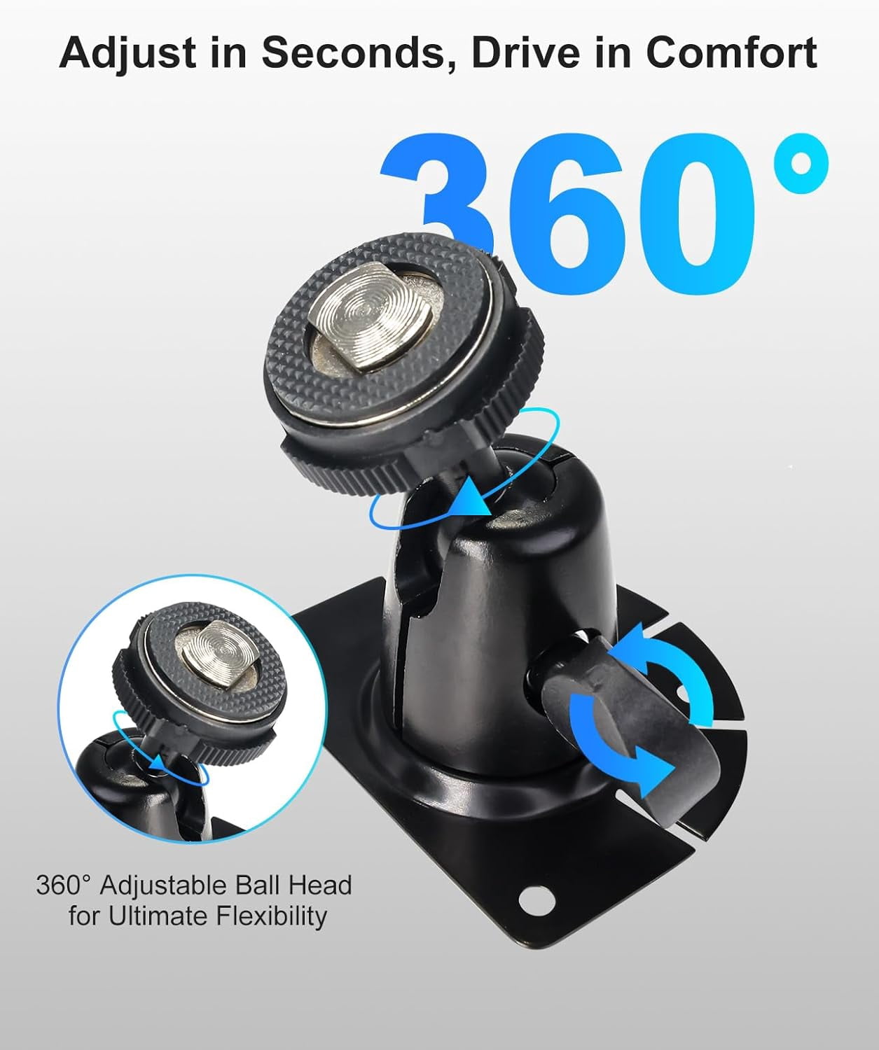 Fan-Shaped Mount for Backup Camera Monitor - No Drill Universal Bracket for Car, Truck, RV, Van Display - Easy Install with Heavy Duty Metal & Double-Sided Tape