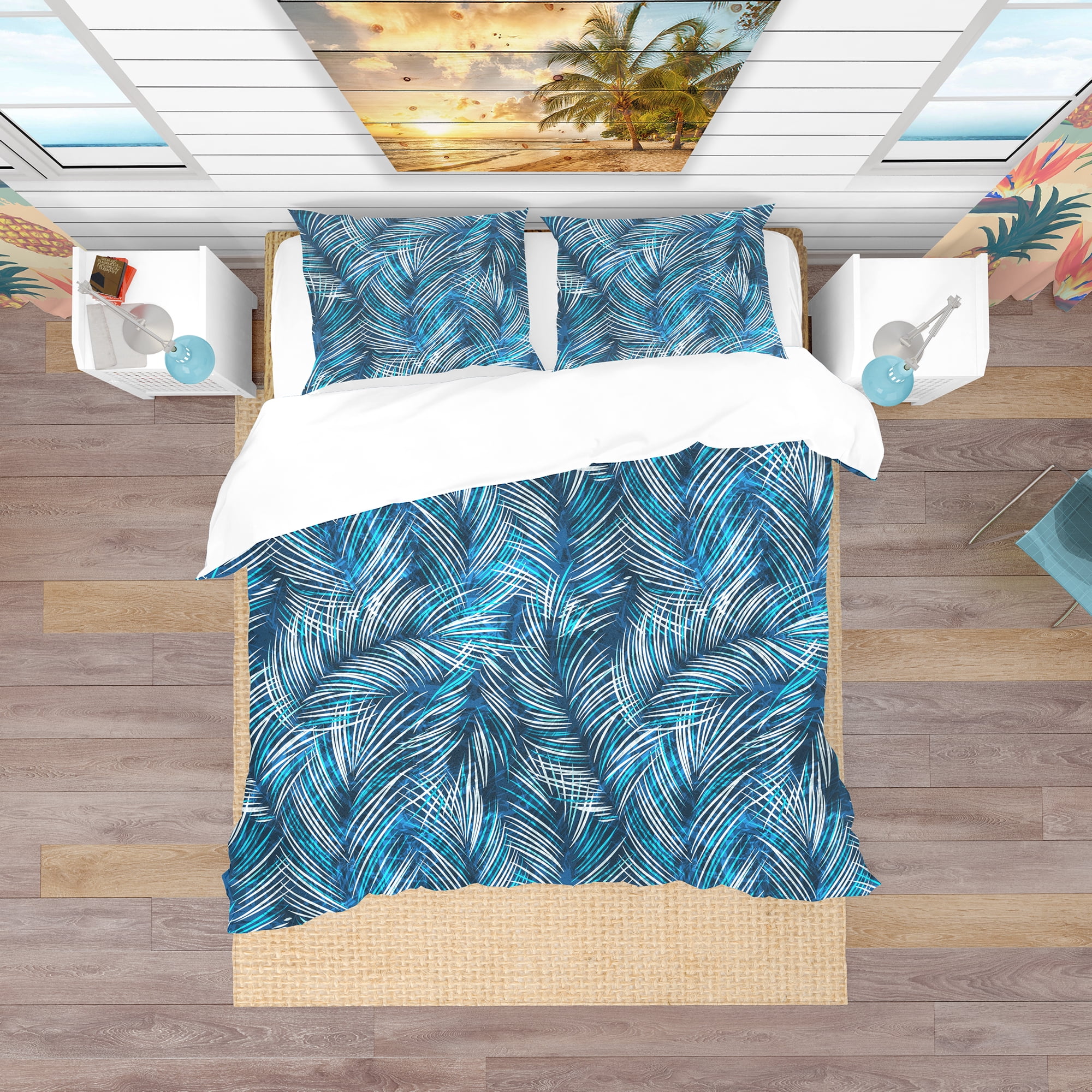 Designart 'Tropical Palm Leaves' tropical Duvet Cover Set