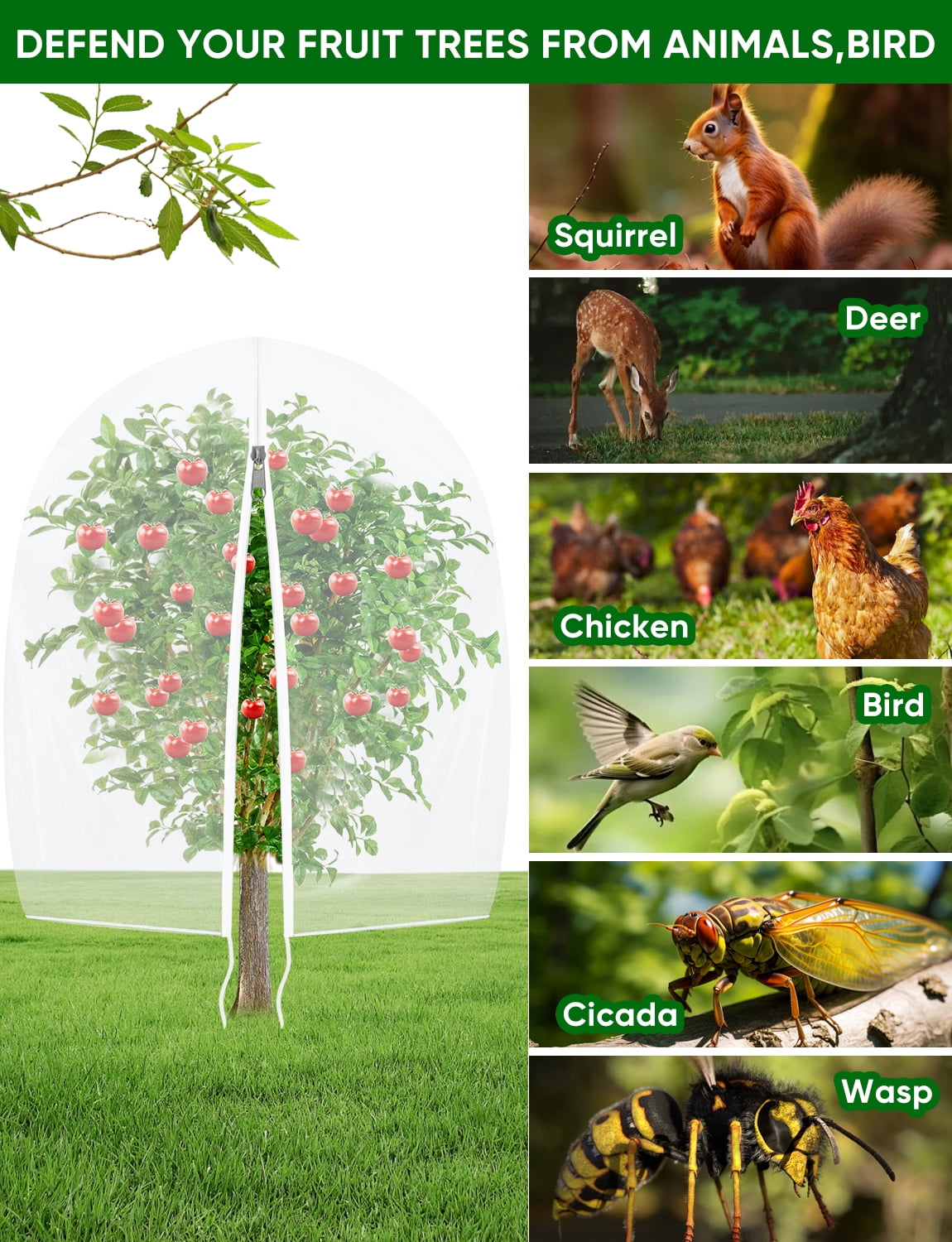 HNYTLCO Mesh Gardening Net for Blueberry Bushes, 4-Pack, 5x4ft Insect and Bird Barrier with Zipper and Drawstring