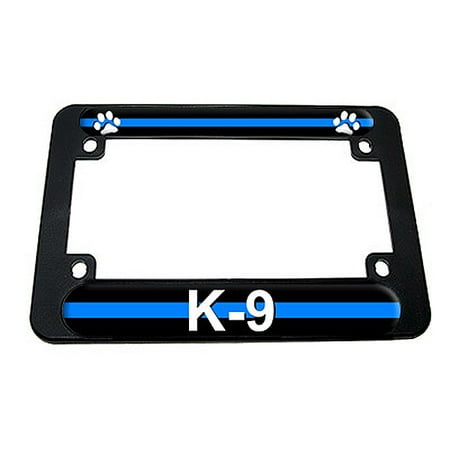 K9 License Plate - Thin Blue Line Paw Print - Police K9 Motorcycle License Plate Frame