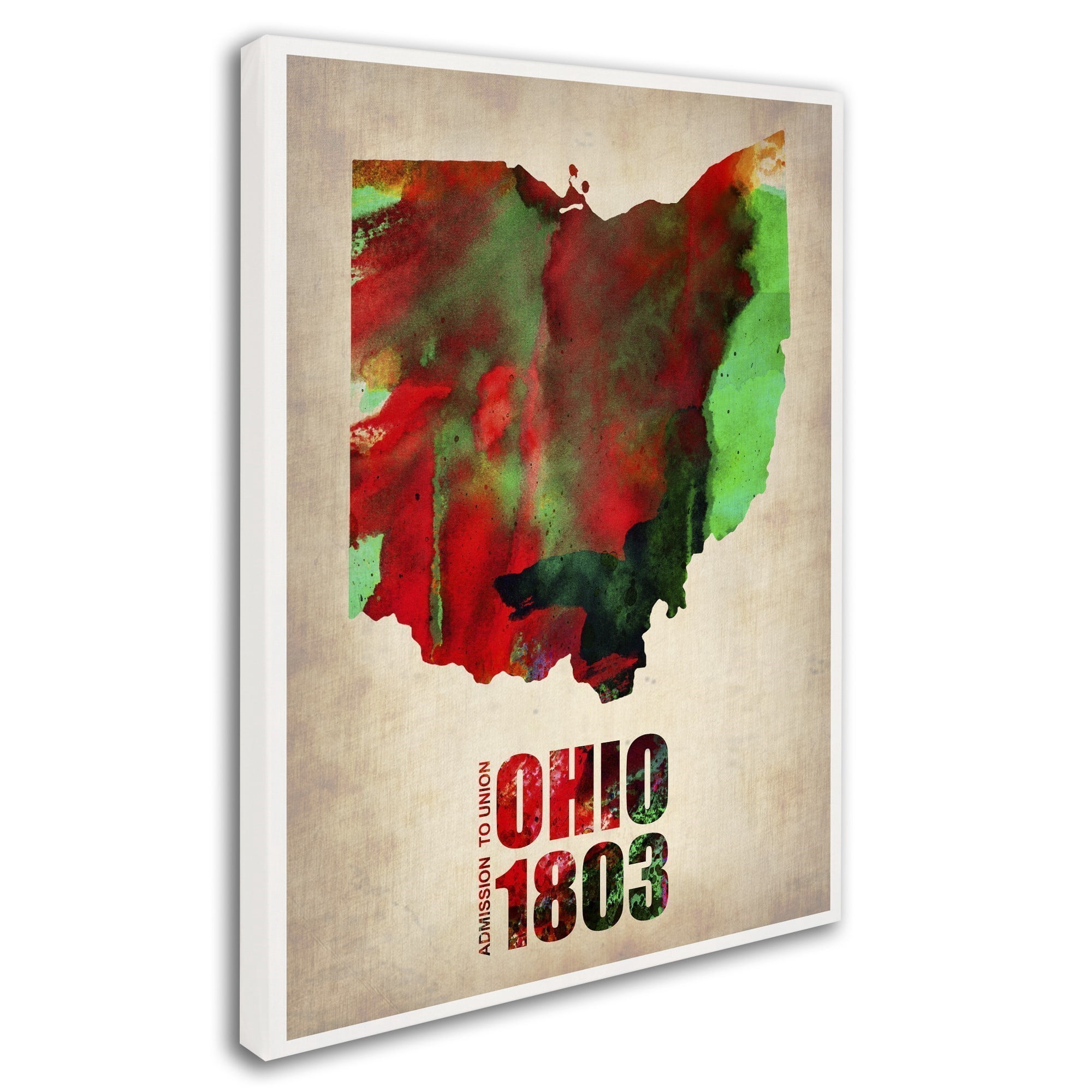 Trademark Fine Art "Ohio Watercolor Map" Canvas Art by Naxart