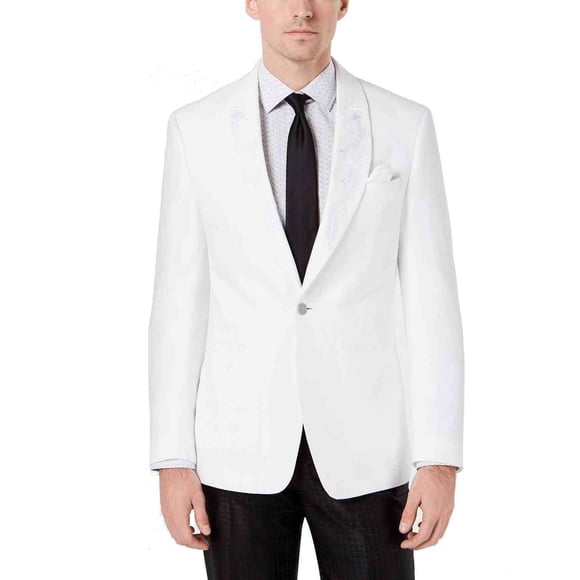 Tallia Men’s Slim-Fit Embroidered Linen Sport Coats, White, 42