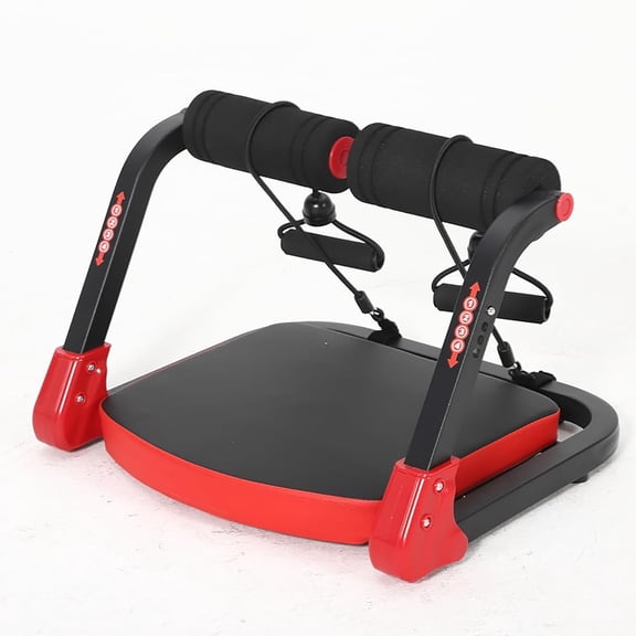Ab Workout Machine, Core Trainer with Resistance Bands & 4-Level Adjustable Angles, Foldable Alloy Steel Frame for Home Gym