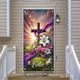 thumbnail image 3 of Door Cover Banner 71 x 35 Inch Happy Easter Cross and Lily Design Spring Christian Theme Door Decoration for Front Door Entryway Indoor Outdoor Religious Holiday Banner for Home Porch Patio, 3 of 8
