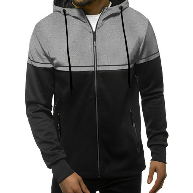 Fashnice Chandail en Molleton Homme à Fermeture Éclair Complète Chandails en Molleton à Capuche Coupe Régulière Cardigan de Sport Gris Clair G