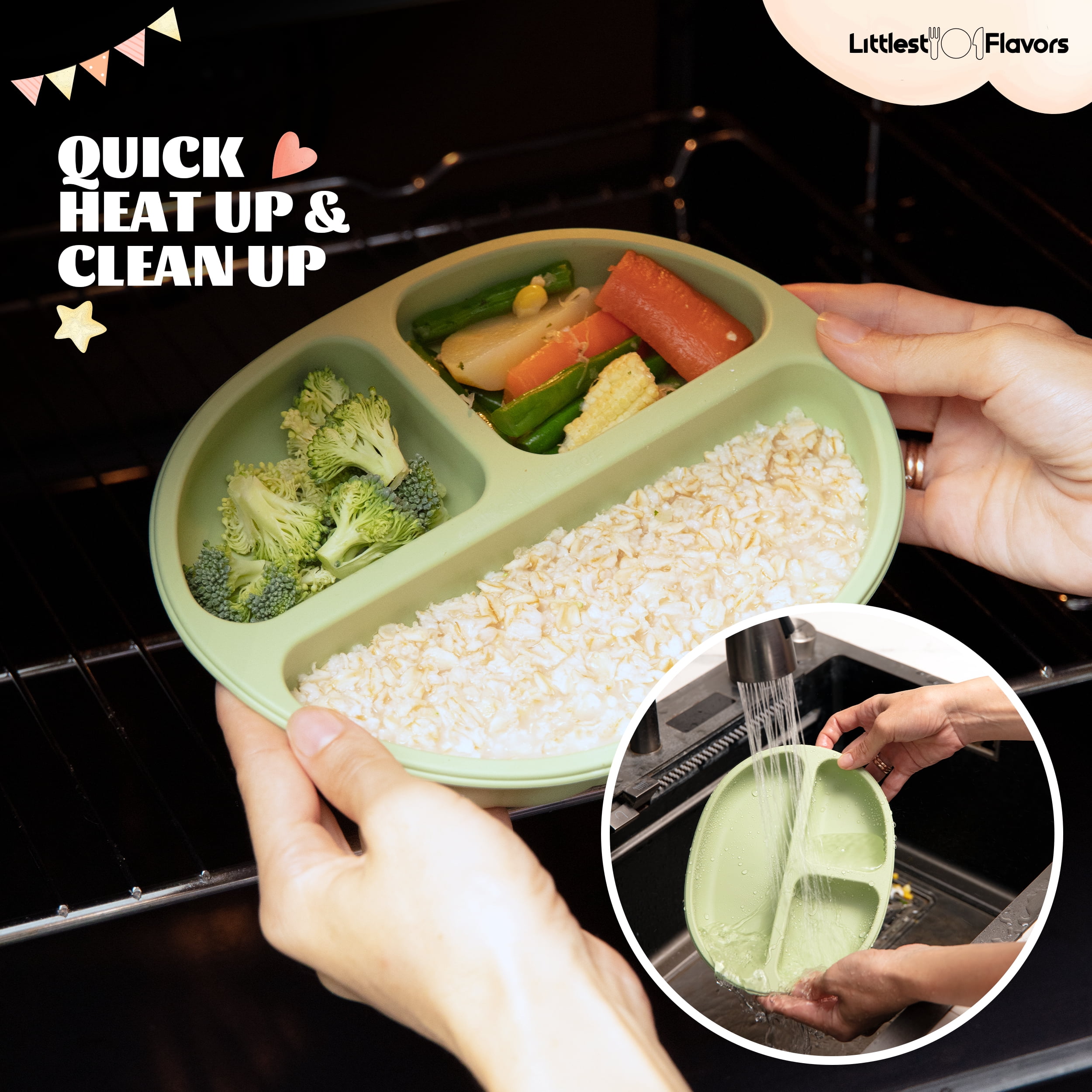 Littlest Flavors Silicone Baby Feeding Set, BPA Free, Non-Toxic, Durable, Easy to Clean, Ideal for Baby Led Weaning