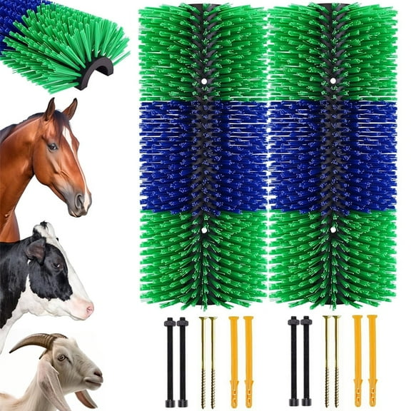 Animal Grooming Brush, Livestock Scratching Brush, Pair of Equine Brushes Bovine Itch Alleviation, Maintenance of Cleanliness, Brushing & Itch Relief Tool
