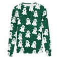 thumbnail image 4 of Moxiu Halloween Shirts for Women Ghost Spooky Season Funny Long Sleeve Graphic Crewneck Pullover Tops Cute Holiday Sweater Green,M, 4 of 4